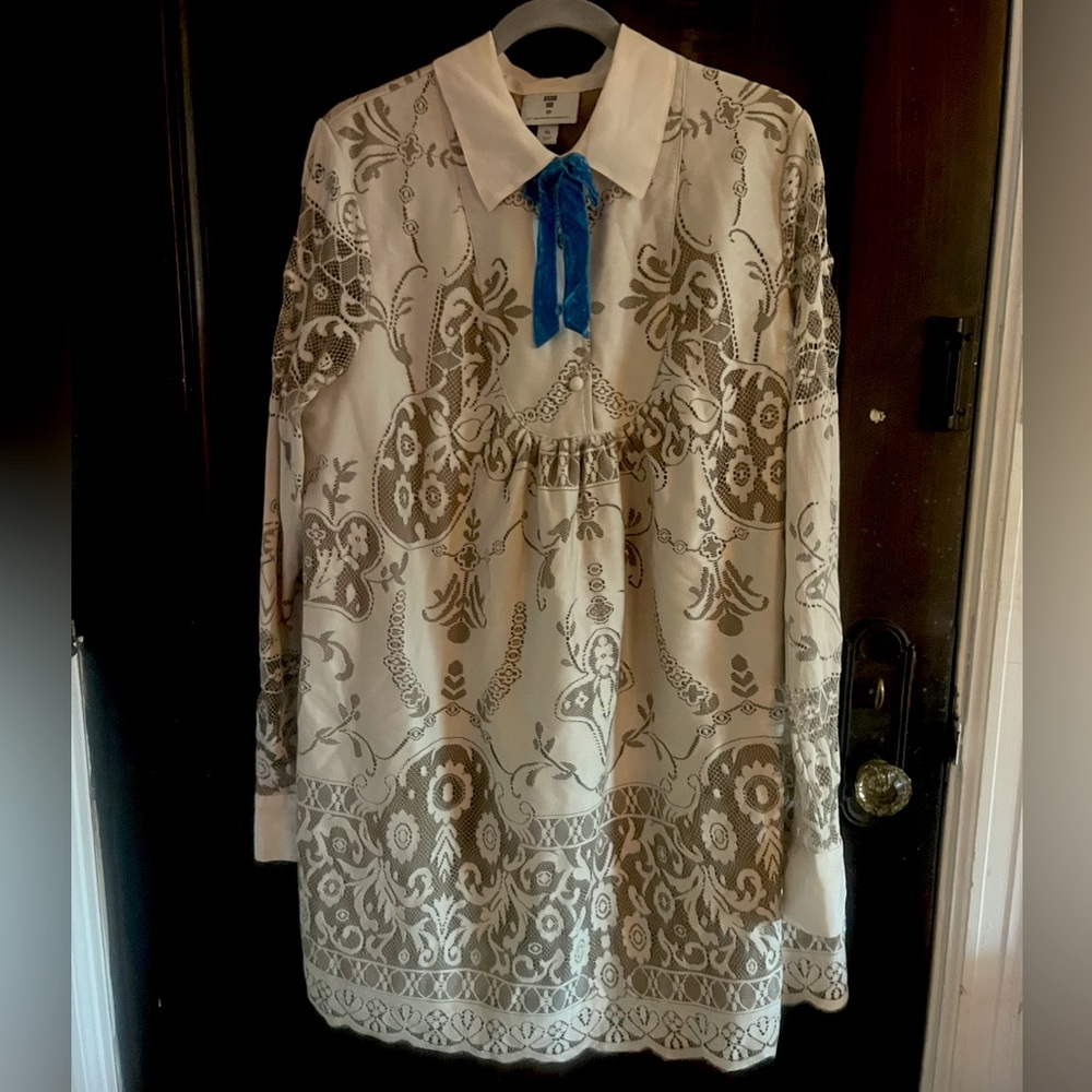 Target Anna Sui Cream Lace Mod Twee 60s Retro Vintage BabyDoll Mini Shift Dress